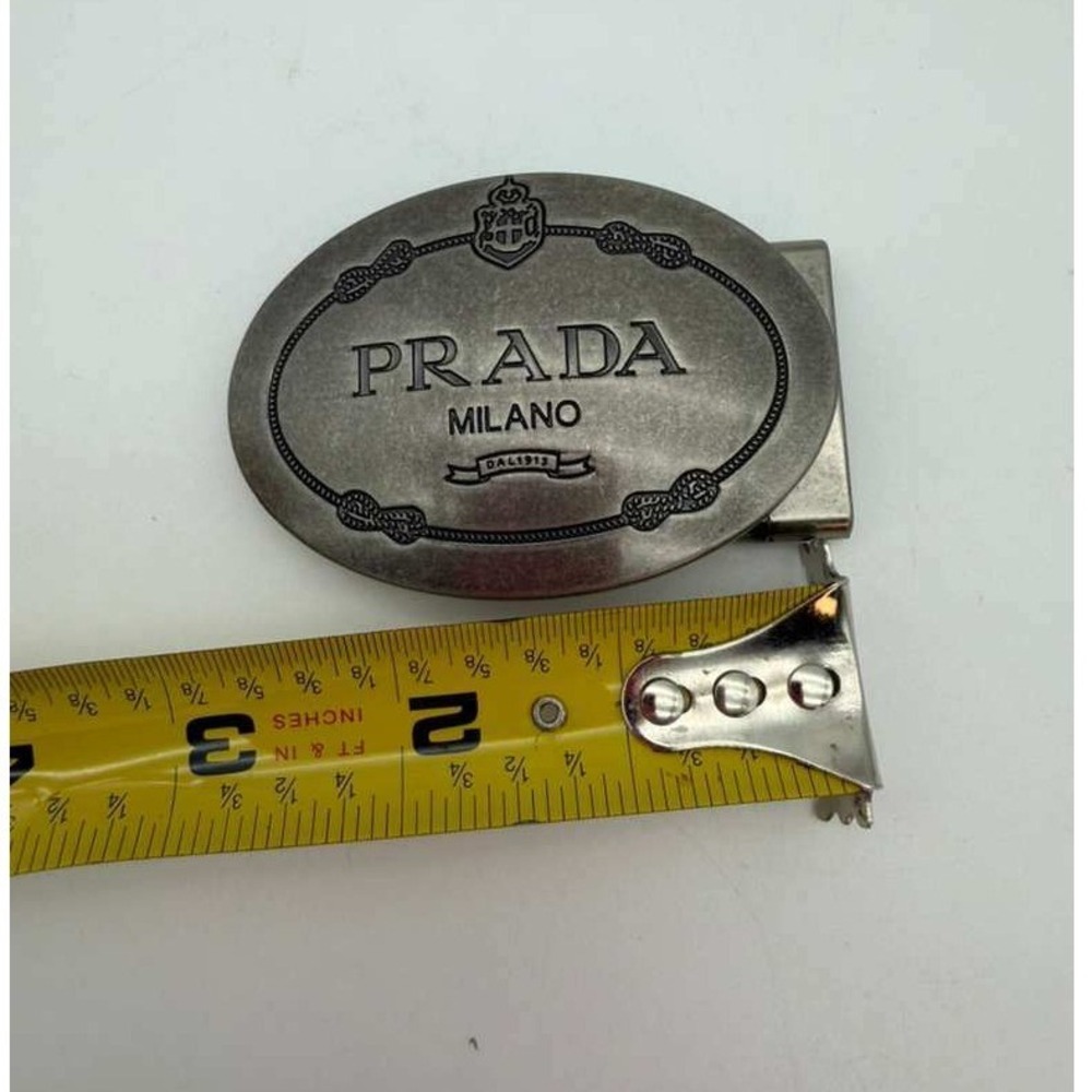 Prada Milano Oval Logo Belt Buckle Silver Tone – Used – Vintage Style - Picture 7 of 7